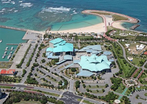 沖縄コンベンションセンター周辺。公共建築百選にも選ばれた外観